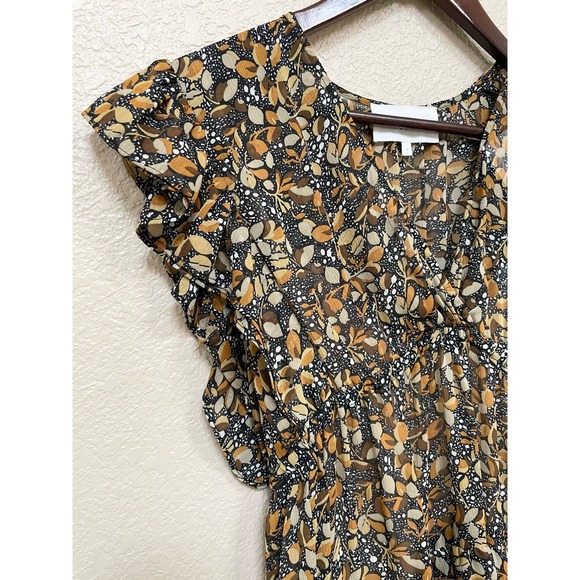 BA&SH Samantha Ruffled Printed Georgette Maxi Tiered Dress in Carbone 242/040 - Picture 5 of 14